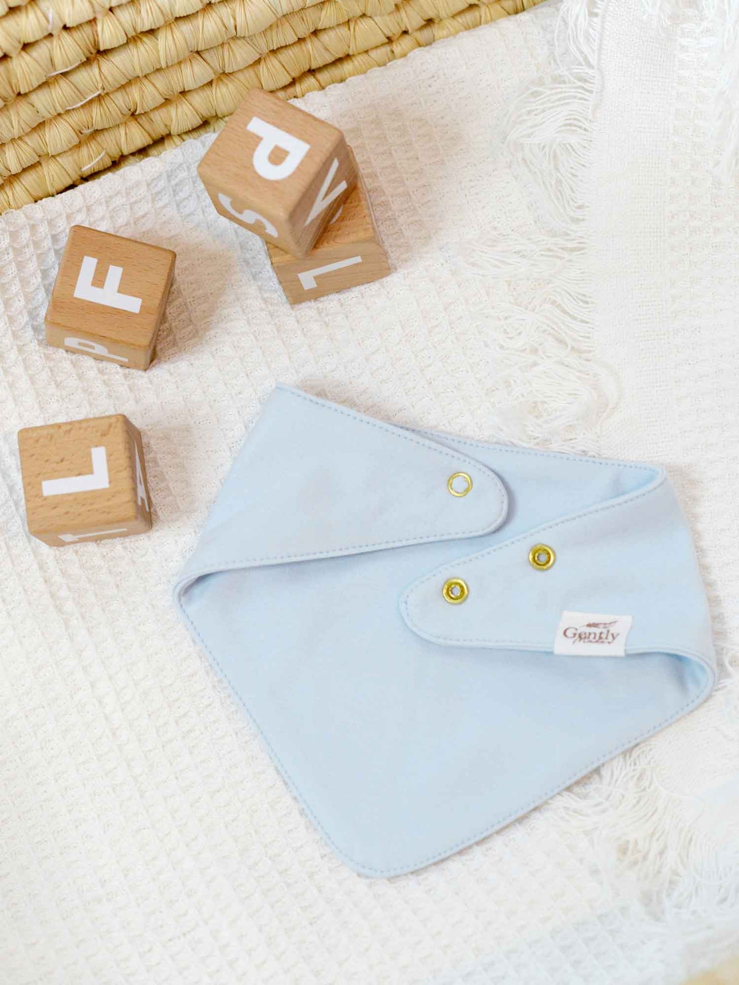 2 Pack Organic Cotton Bandana Bibs - Blue + Milk