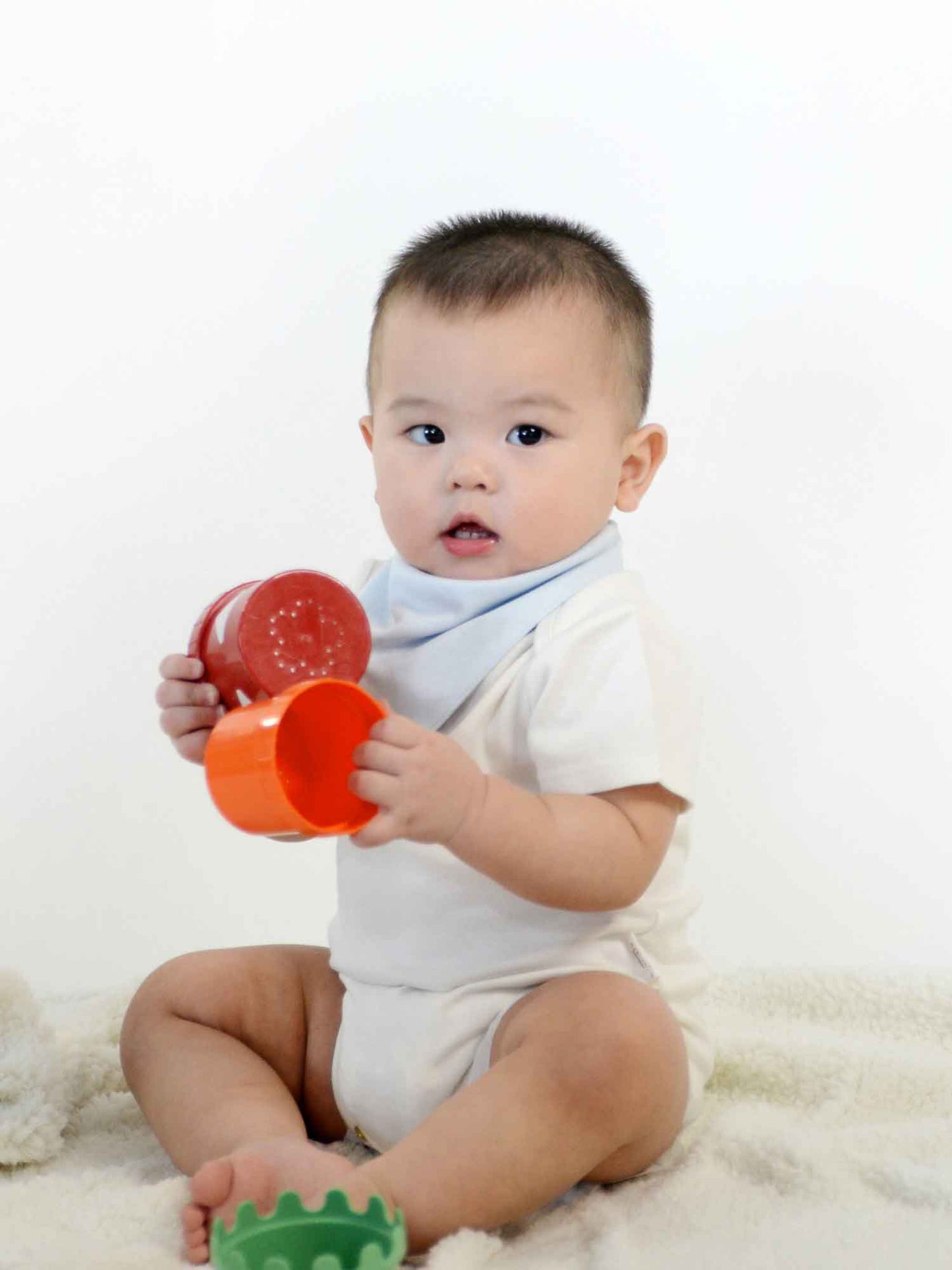 2 Pack Organic Cotton Bandana Bibs - Blue + Milk