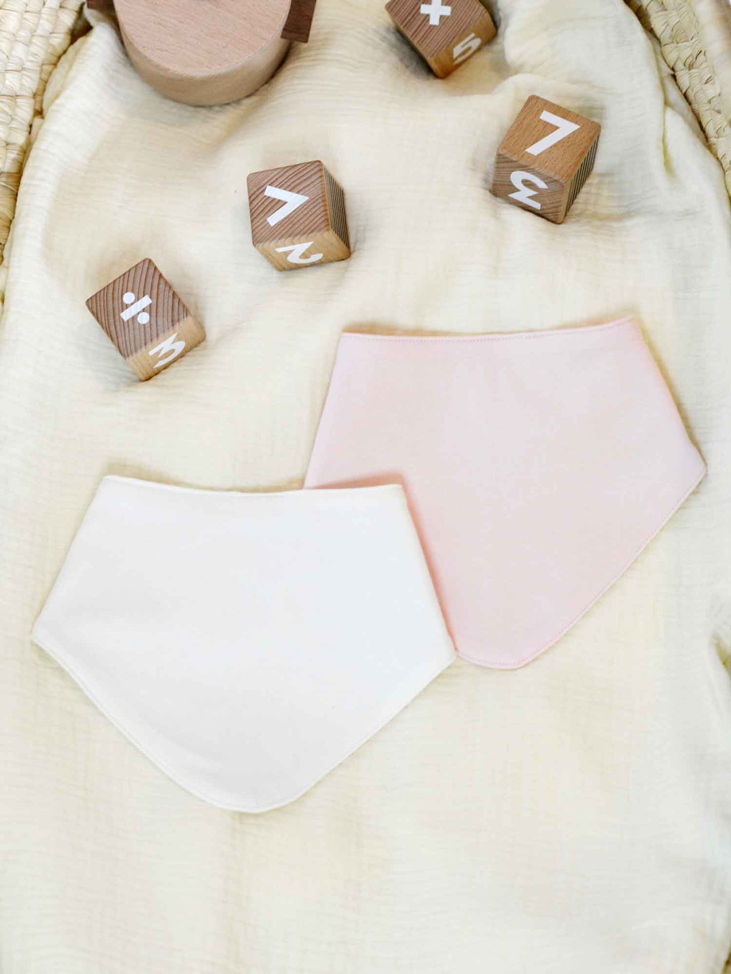 2 Pack Organic Cotton Bandana Bibs - Pink + Milk