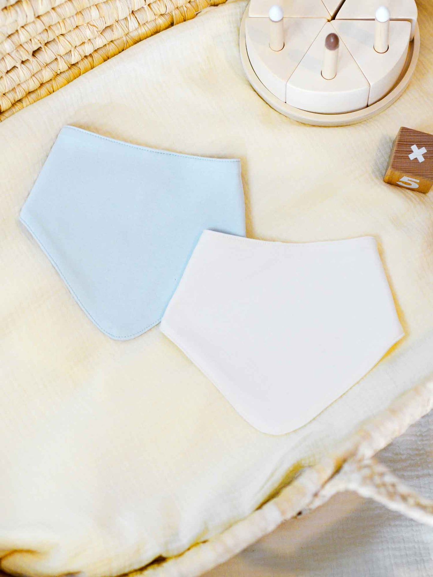 2 Pack Organic Cotton Bandana Bibs - Blue + Milk