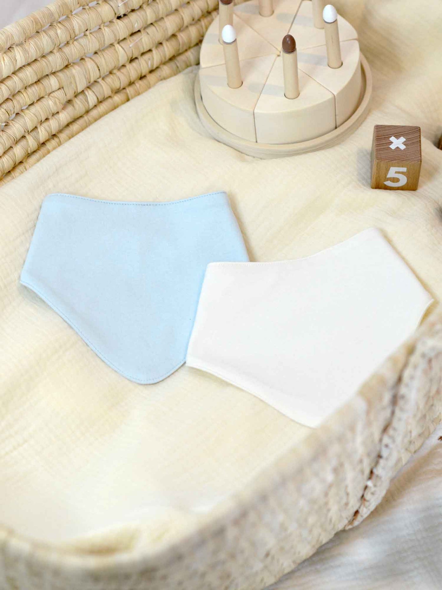 2 Pack Organic Cotton Bandana Bibs - Blue + Milk