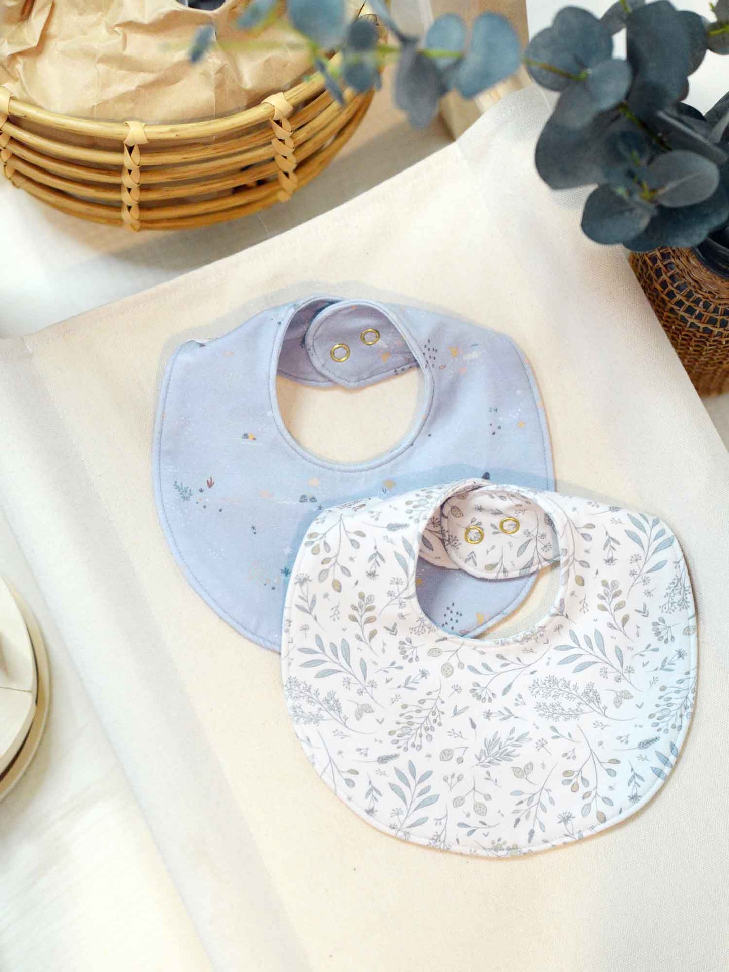 2 Pack Organic Cotton Bibs - Garden + Sea