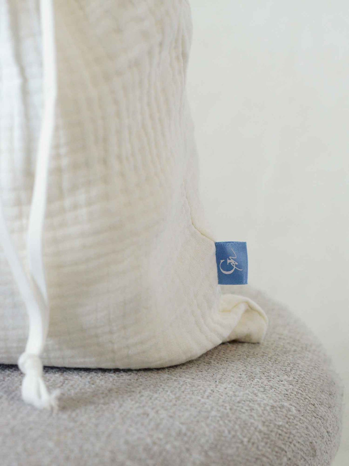 Cotton Plisse Storage Bag - Cream
