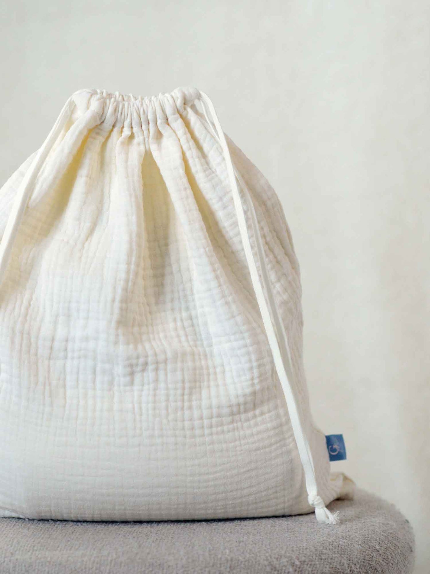 Cotton Plisse Storage Bag - Cream