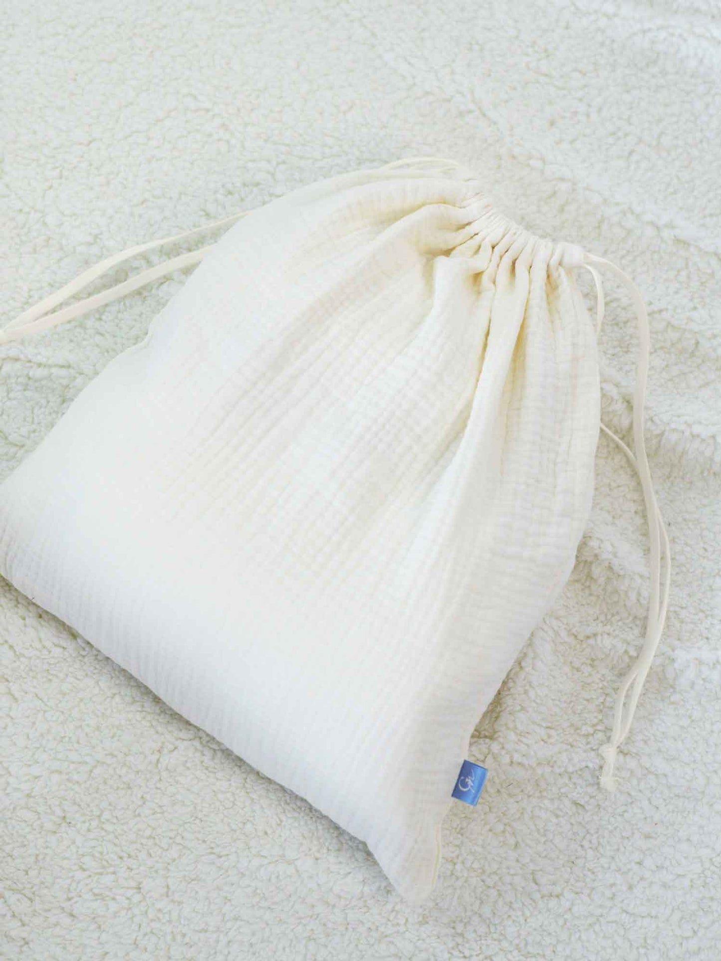 Cotton Plisse Storage Bag - Cream