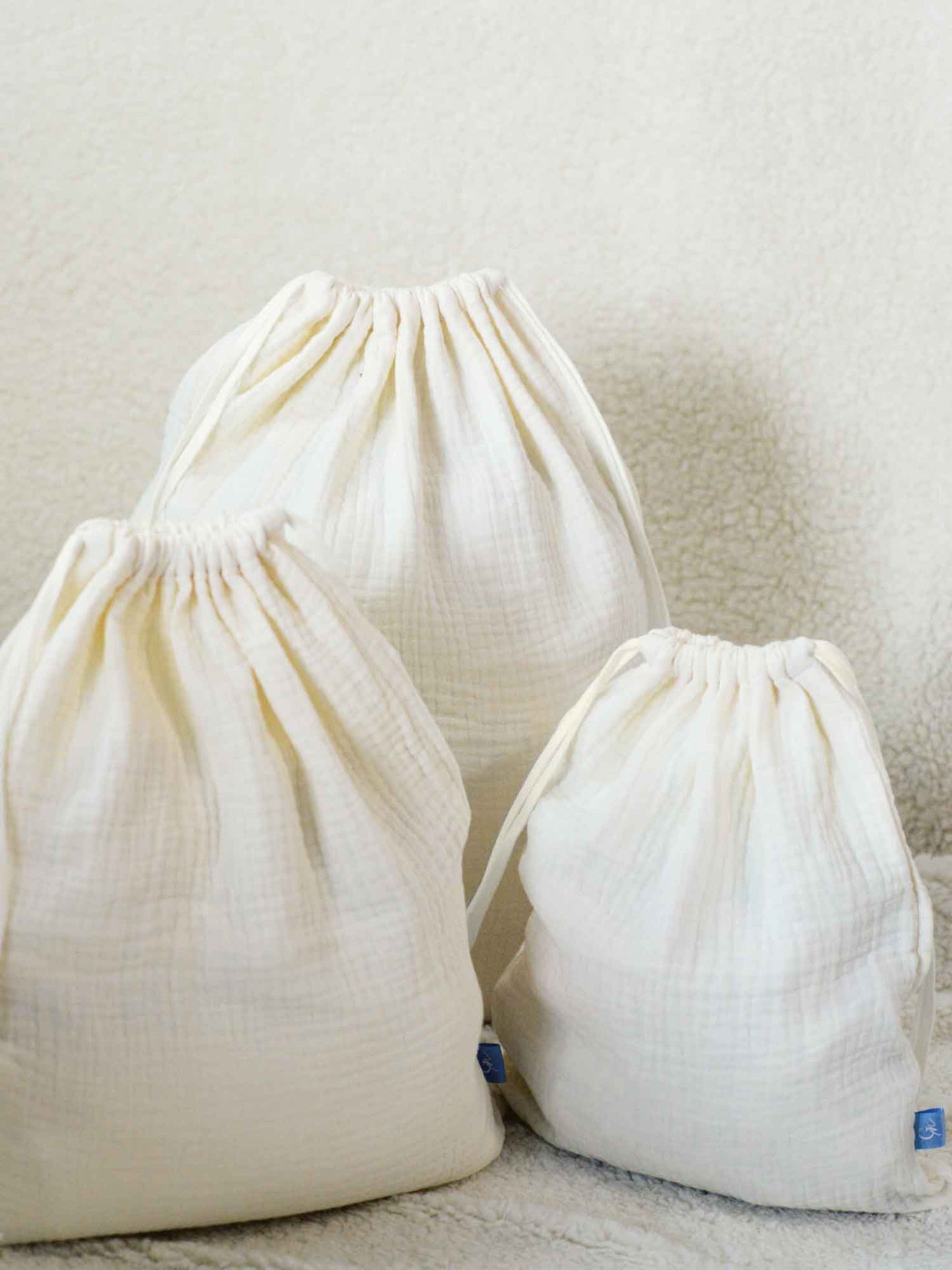 Cotton Plisse Storage Bag - Cream