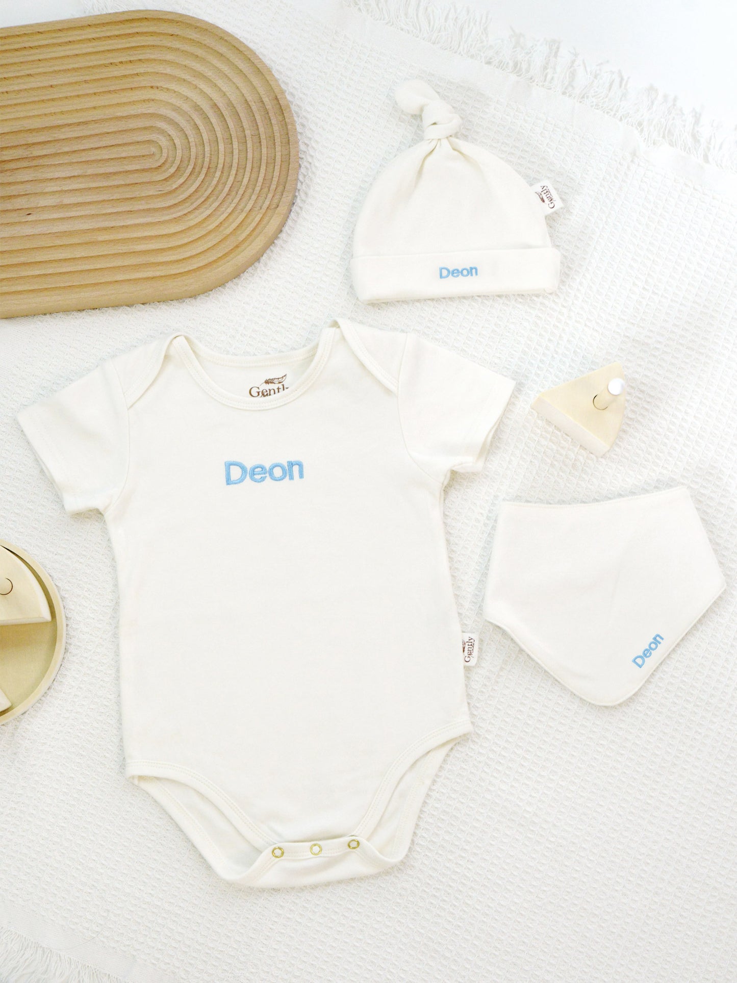 Personalised Embroidered Organic Cotton Newborn Hat - Milk