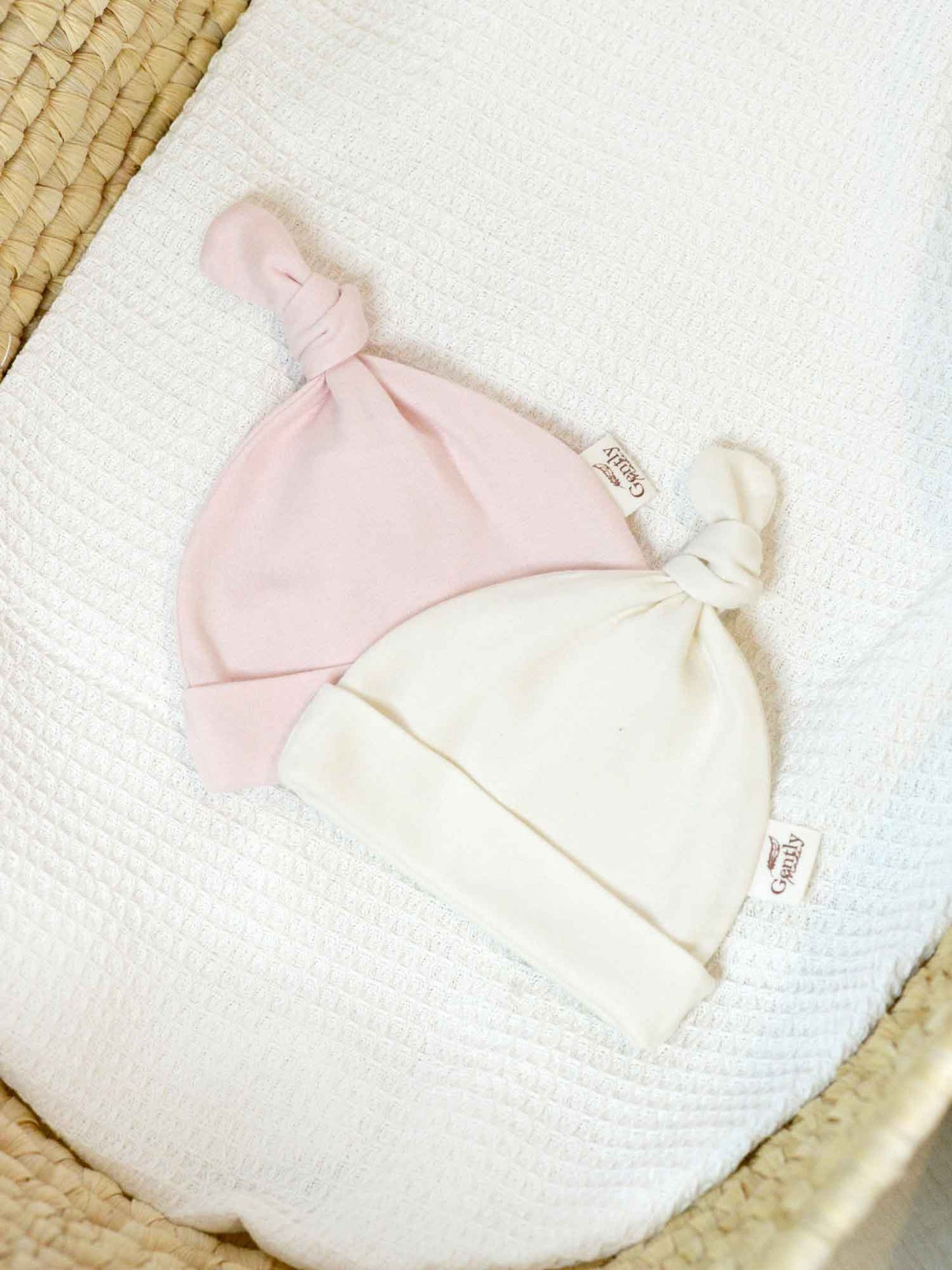 2 Pack Organic Cotton Newborn Hats - Pink + Milk