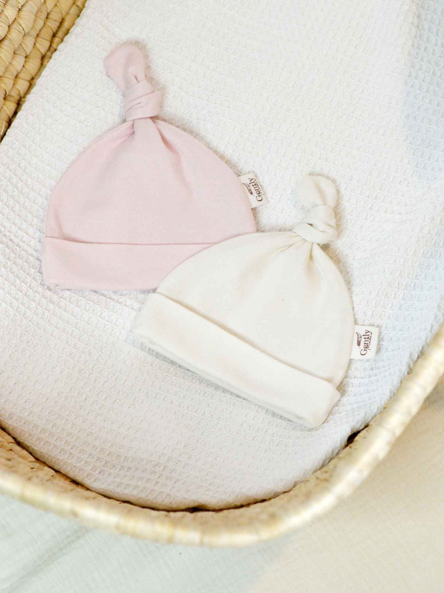 2 Pack Organic Cotton Newborn Hats - Pink + Milk