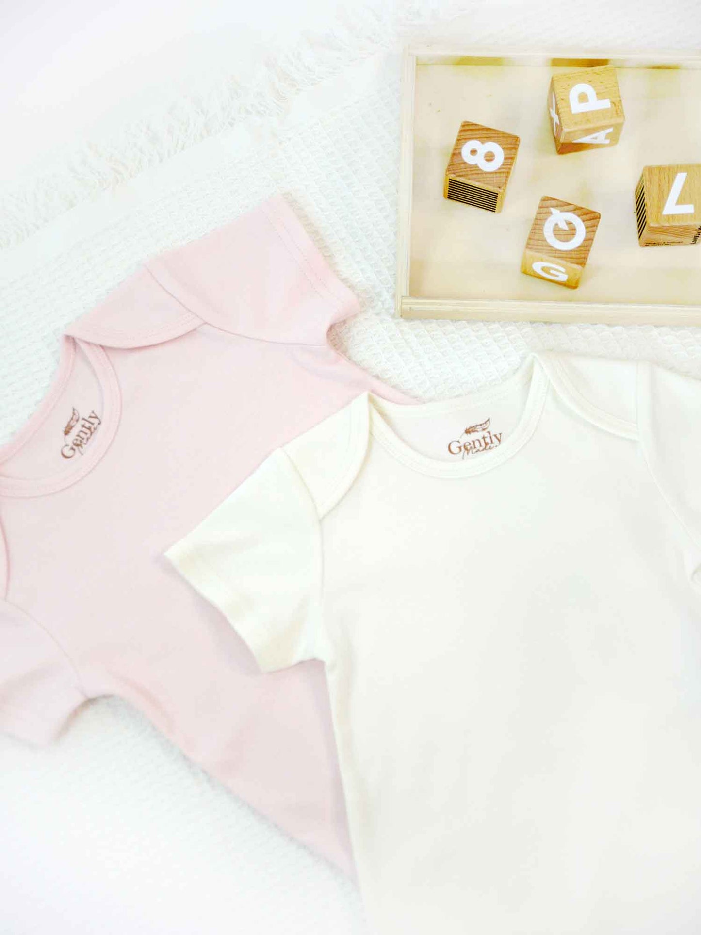 2 Pack Organic Cotton Onesies - Pink + Milk