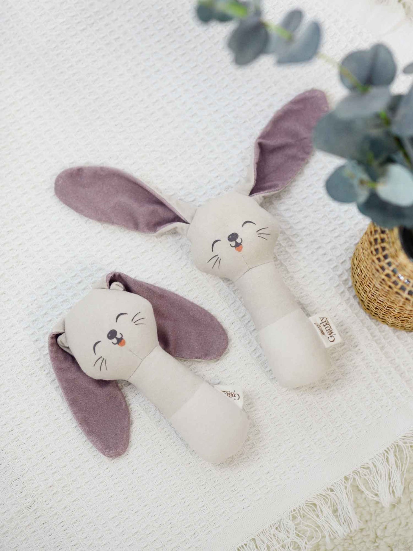 Poppy Bunny Hand Rattle, Gots