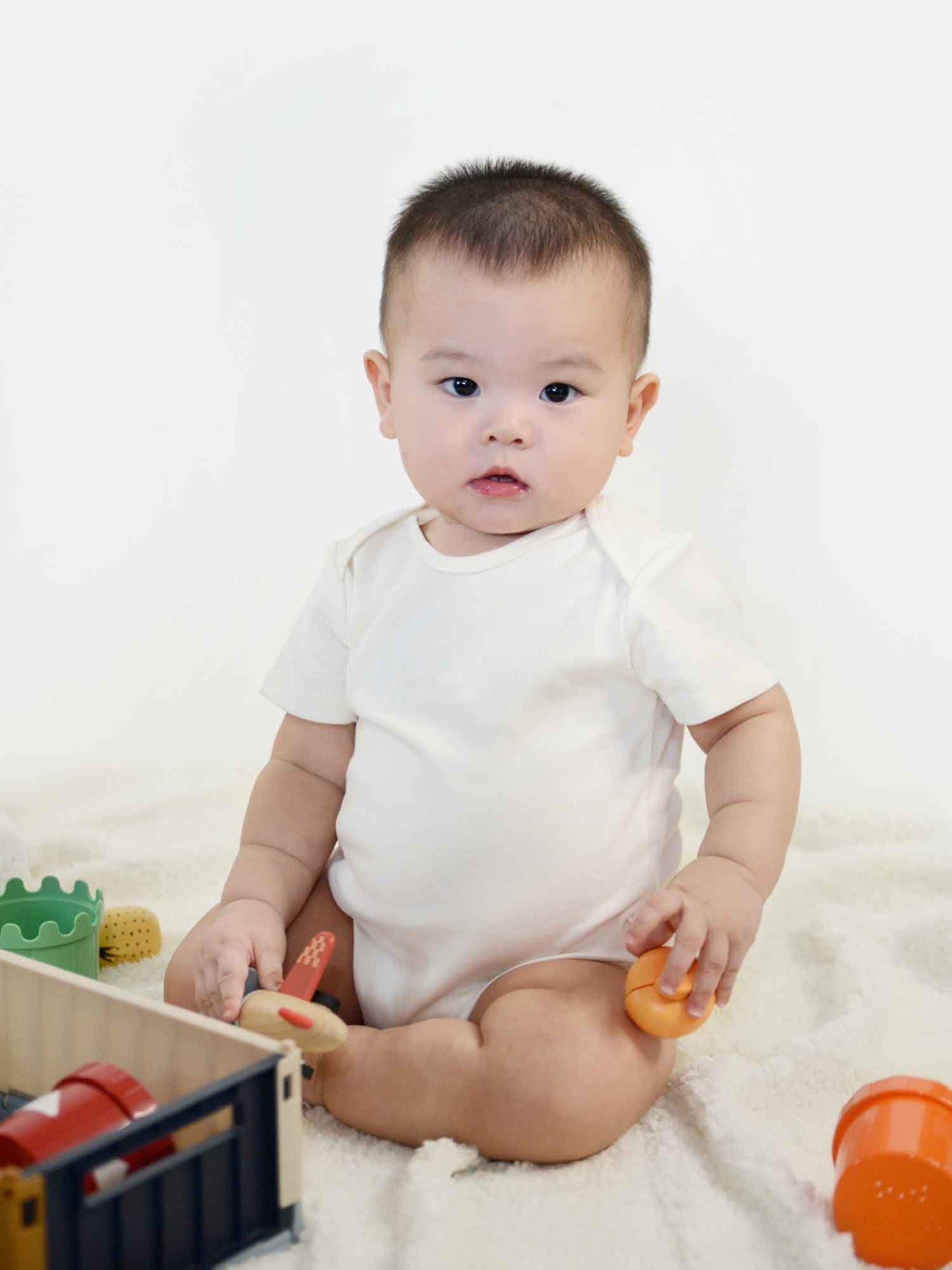 2 Pack Organic Cotton Onesies - Blue + Milk