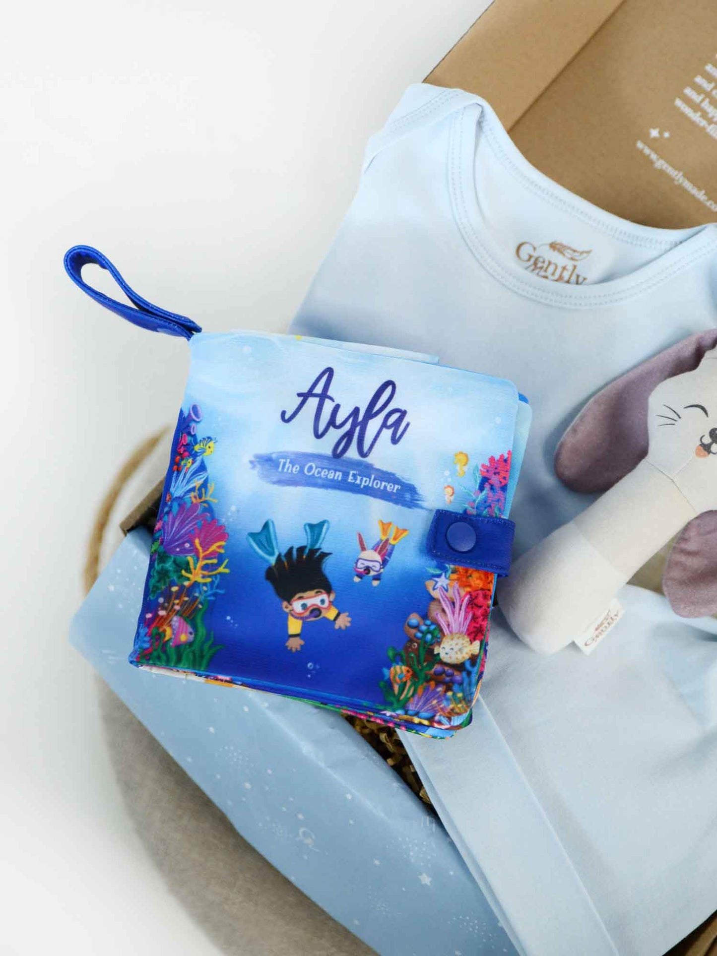 12-Page Snuggle Book Gift Set for Newborn - Blue