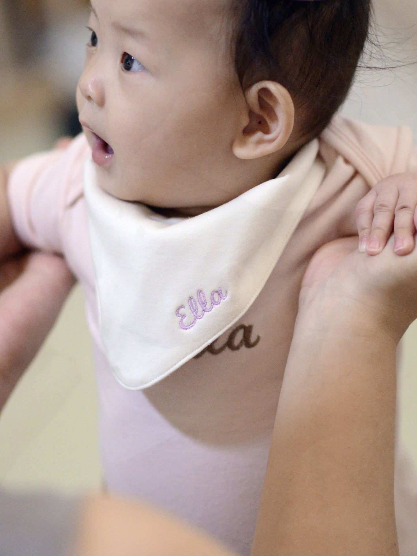 Personalised Embroidered Organic Cotton Bandana Bib - Milk
