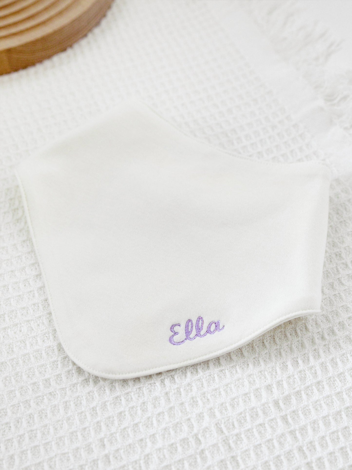 Personalised Embroidered Organic Cotton Bandana Bib - Milk