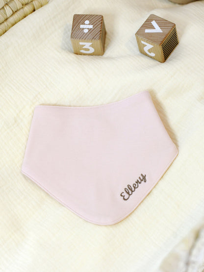 Personalised Embroidered Organic Cotton Bandana Bib - Pink