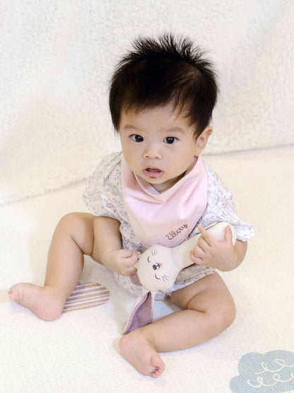 Personalised Embroidered Organic Cotton Bandana Bib - Pink