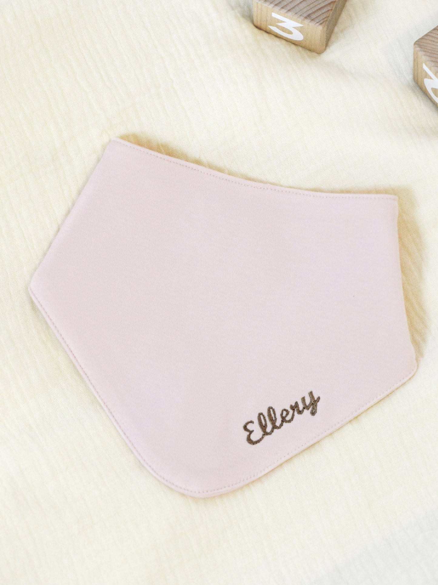Personalised Embroidered Organic Cotton Bandana Bib - Pink
