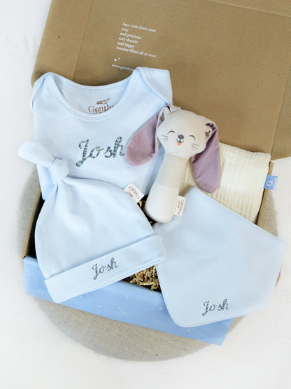 Personalised Embroidered Gift Set for Newborn - Blue