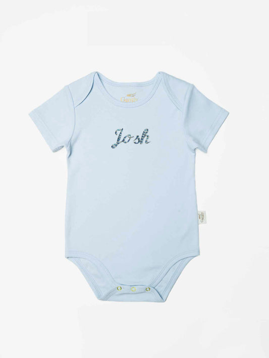 Personalised Embroidered Organic Cotton Onesie - Blue