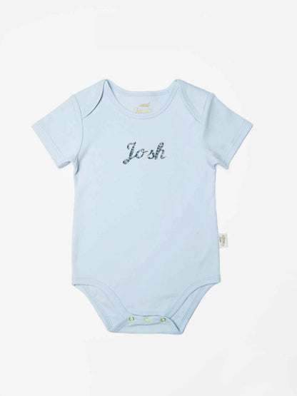 Personalised Embroidered Organic Cotton Onesie - Blue