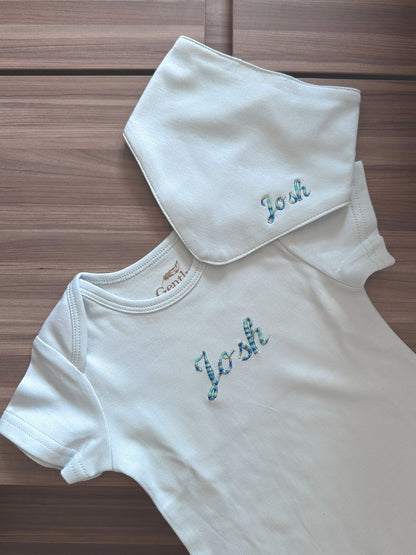 Personalised Embroidered Organic Cotton Onesie - Blue