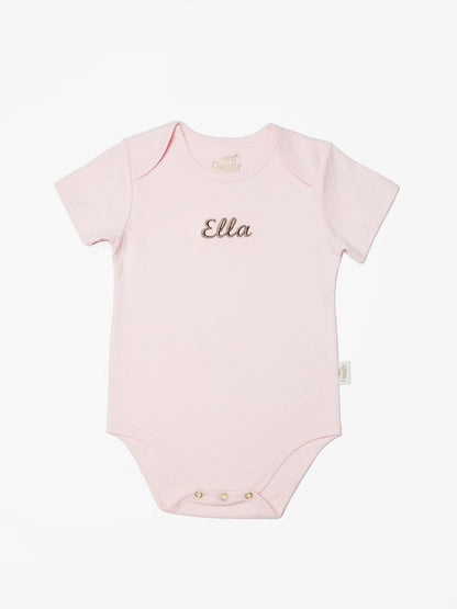 Personalised Embroidered Organic Cotton Onesie - Pink