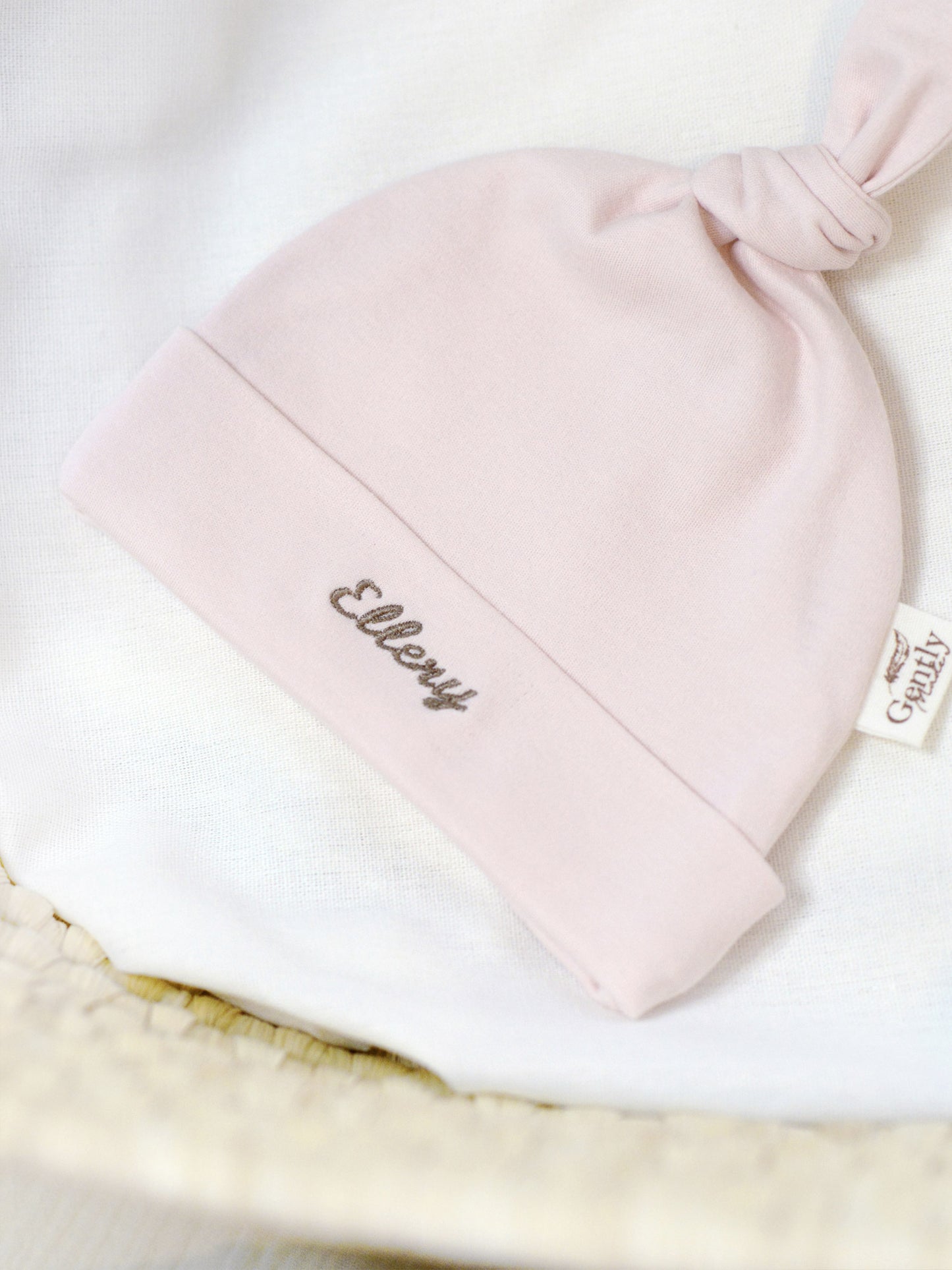 Personalised Embroidered Organic Cotton Newborn Hat - Pink