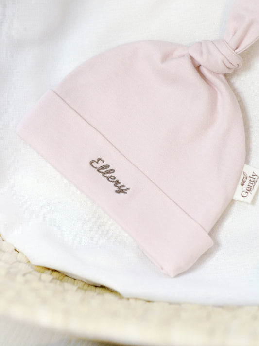 Personalised Embroidered Organic Cotton Newborn Hat - Pink